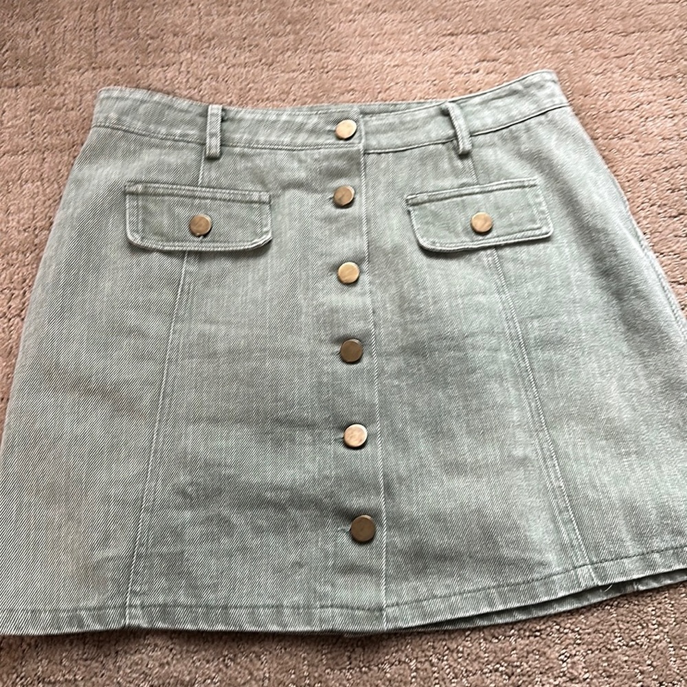 Green Denim Skirt